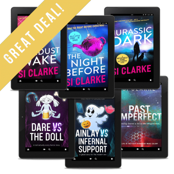 GREAT DEAL: Stardust Wake, The Night Before, Jurassic Dark, Dare vs the Doll, Ainlay vs Infernal Support, and Past Imperfect by Si Clarke