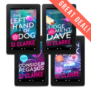 GREAT DEAL: The Left Hand of Dog, Judgement Dave, Consider Pegasus, and Frozen Heck The four novels of the Starship Teapot series by Si Clarke