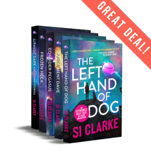 GREAT DEAL: The Left Hand of Dog, Judgement Dave, Consider Pegasus, and Frozen Heck The four novels of the Starship Teapot series plus Jurassic Dark and Other Stories (shorts) by Si Clarke